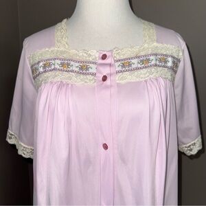 Vintage Pinehurst Lingerie Maxi Peignoir Pink Size M Nylon Sheer Robe Gown